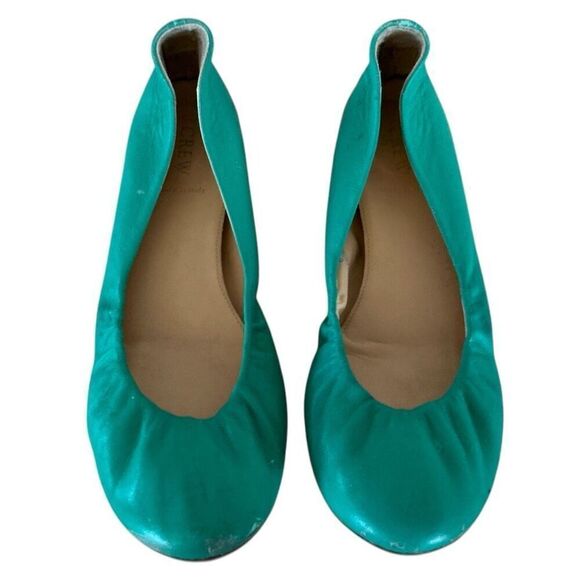 J. Crew Green Cece Ballet Flats w 1” Hidden Lift MI Italy 9.5 - Picture 1 of 8